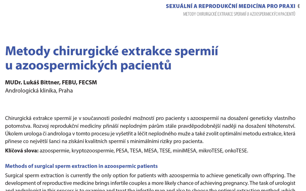 Extrakce spermií- Urologie pro praxi Extrakce spermií- Urologie pro praxi